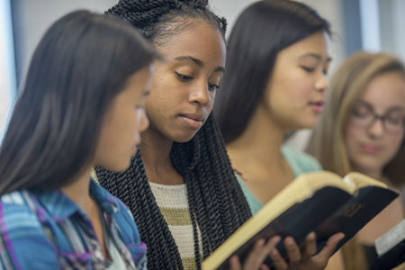 High School Girls Having a Bible Study